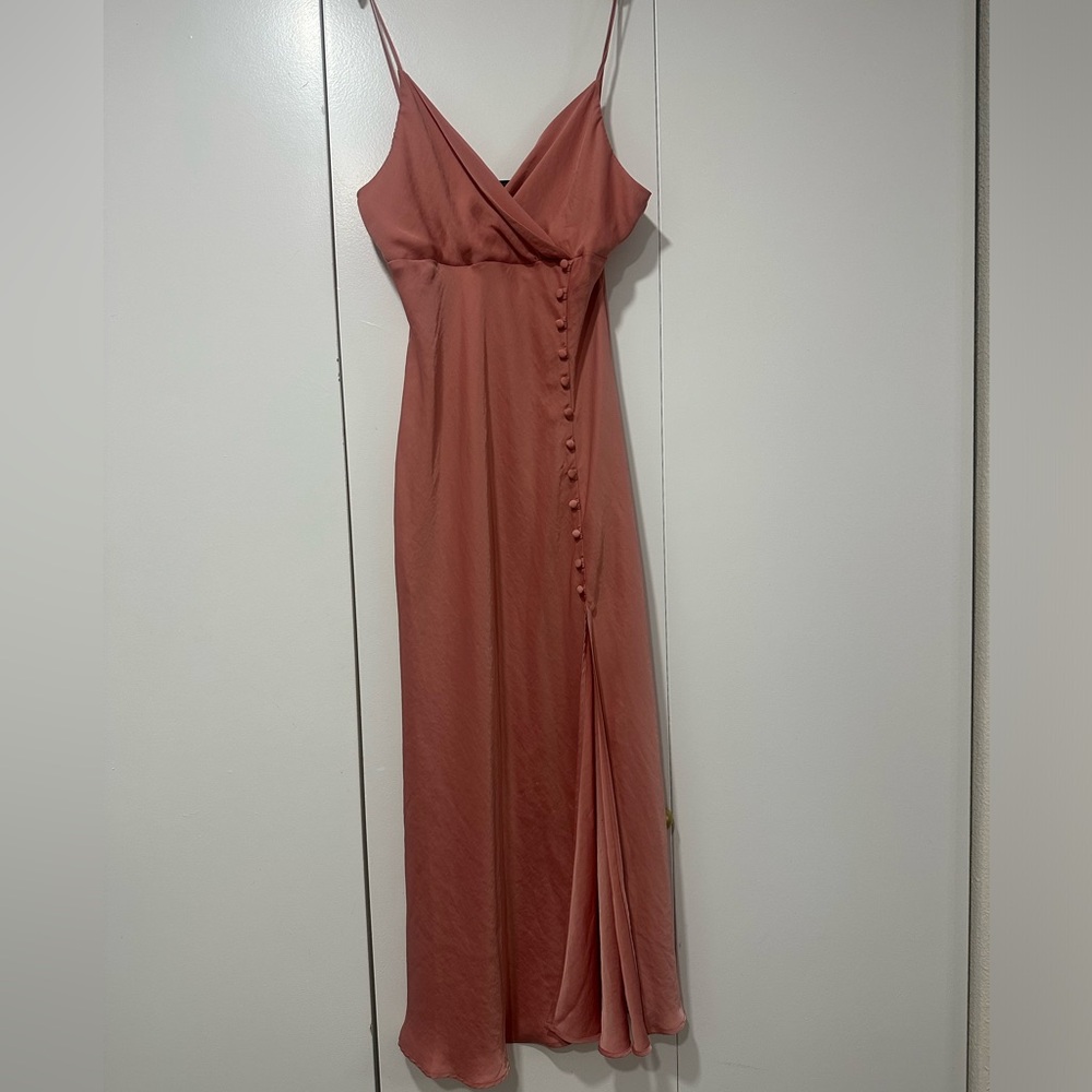Zara Dusty Pink Maxi Dress with Button Detail